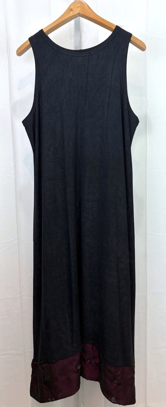 STALEY GRETZINGER  L Sleeveless Maxi Dress Embellished Hem Black Wine Red USA